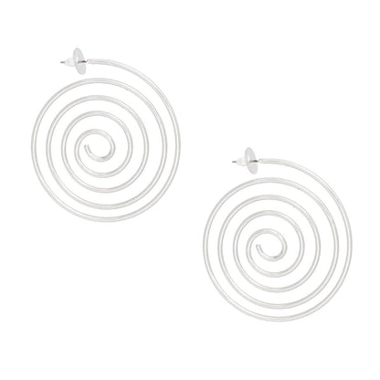 Silver Spiral Hoop Earrings - Modern Fashion Jewelry Pinktown