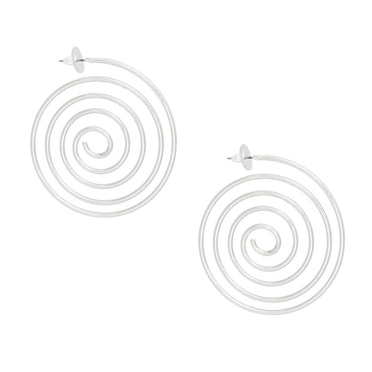 Hoops Silver Swirled Spiral Post Earrings Women Pinktown