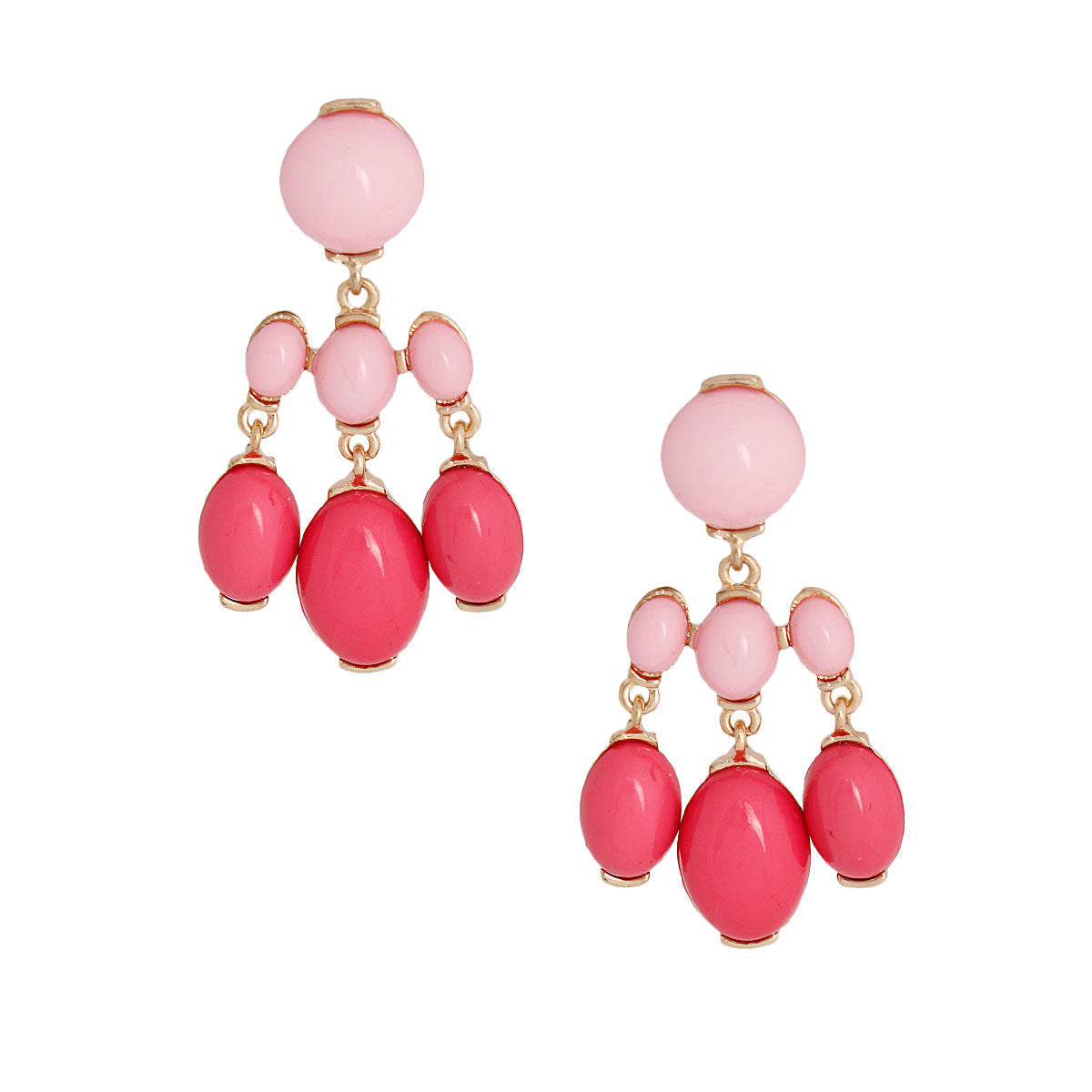 Pink Resin Bead Earrings | Fashion Jewelry Drop Trio