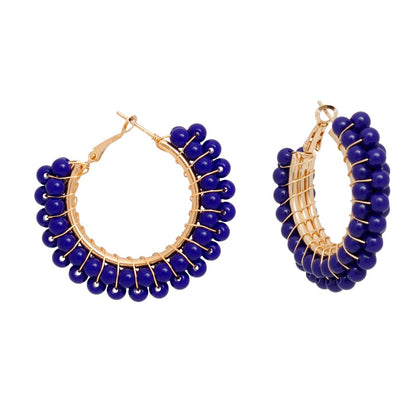 Blue Hoop Earrings with Acrylic Beads Pinktown