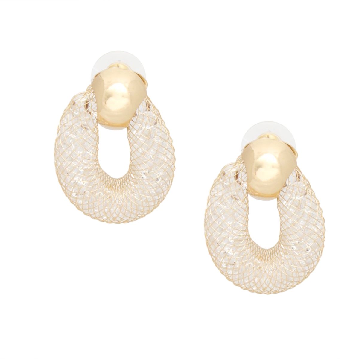 Gold Tone Rhinestone Stud Earrings - Elegant Everyday Wear Pinktown