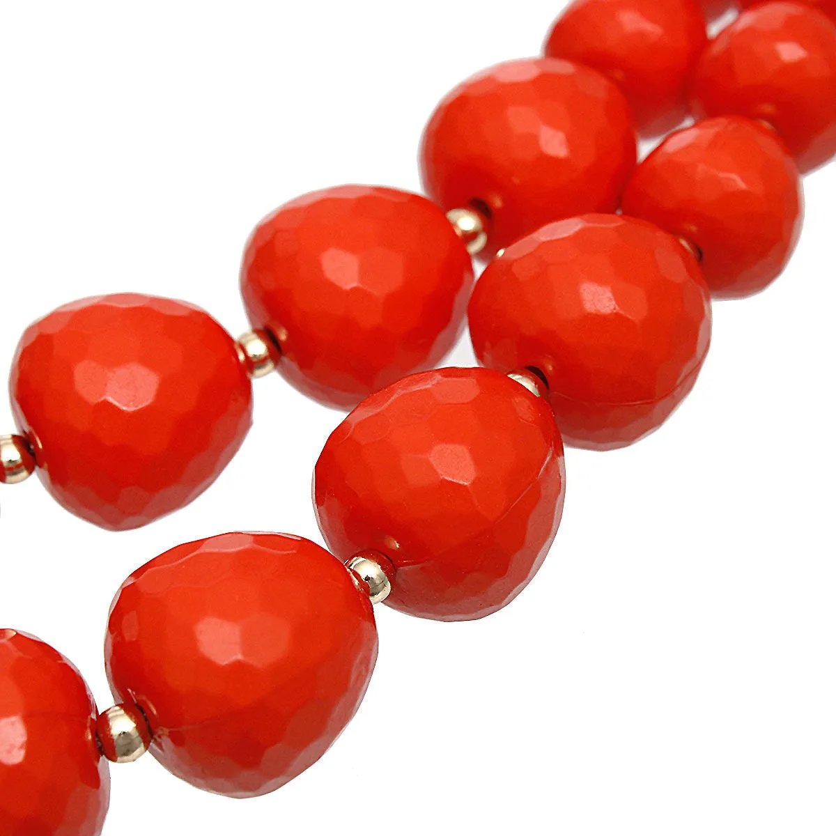 Multi Strand Coral Beaded Necklace Set with Gold Spacers & Earrings | Fashion Jewelry