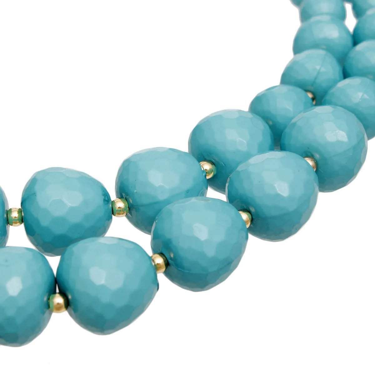 Multi Strand Turquoise Beaded Necklace Set with Gold Spacers & Earrings | Fashion Jewelry