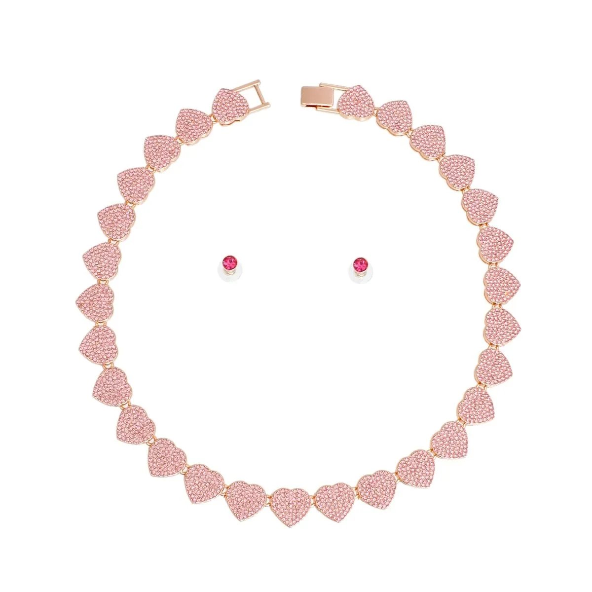 Crystal Heart Link Necklace - Rose Gold Dream