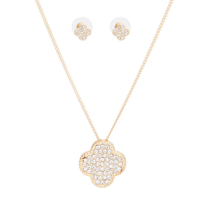 Pendant Pave Quatrefoil Clover Gold Chain Necklace Pinktown