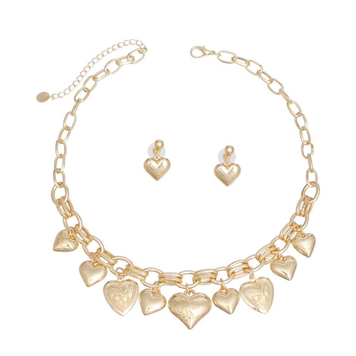 Golden Hearts Charm Necklace - Romantic Luxury Pinktown