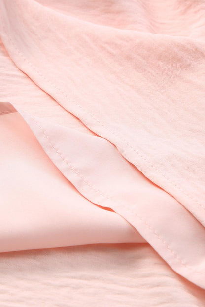 Pink Asymmetric Tie On Shoulder Sleeveless Blouse