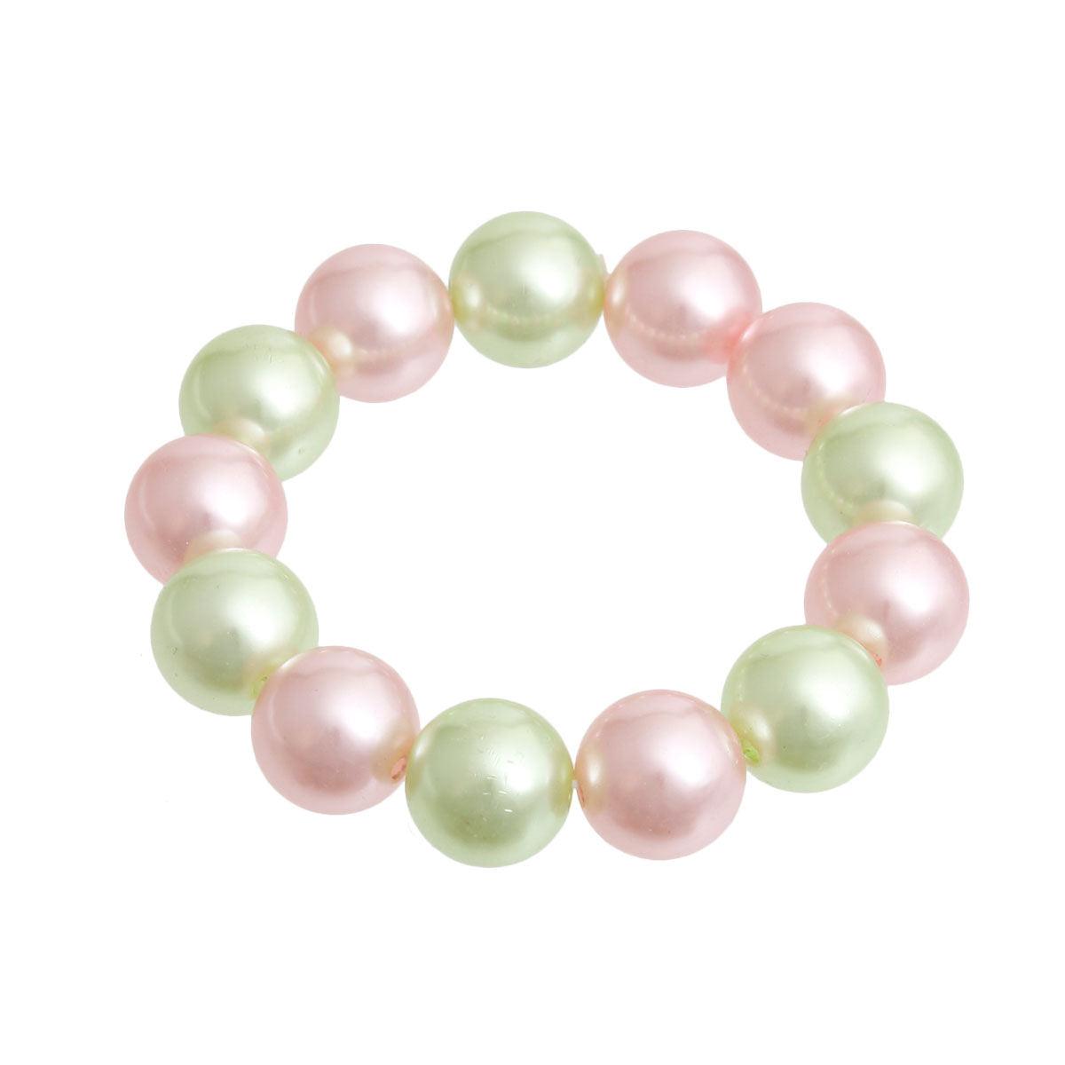 Pink Green Acrylic Pearl Beaded Bracelet