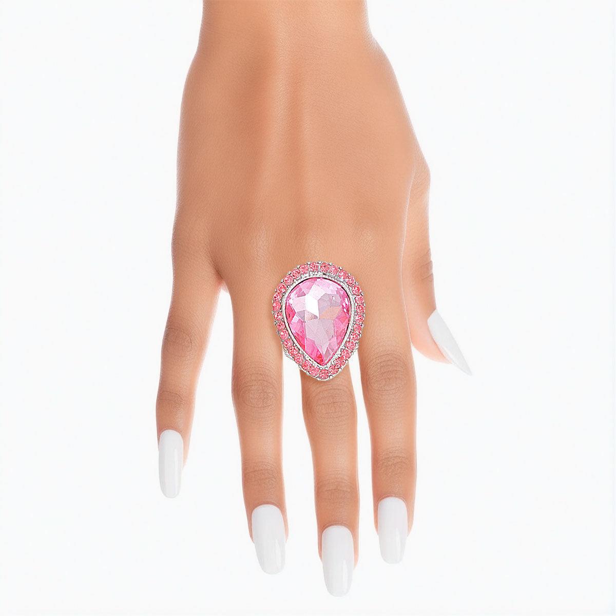 Pink-Pear Teardrop Ring: Ultimate Fashion Statement