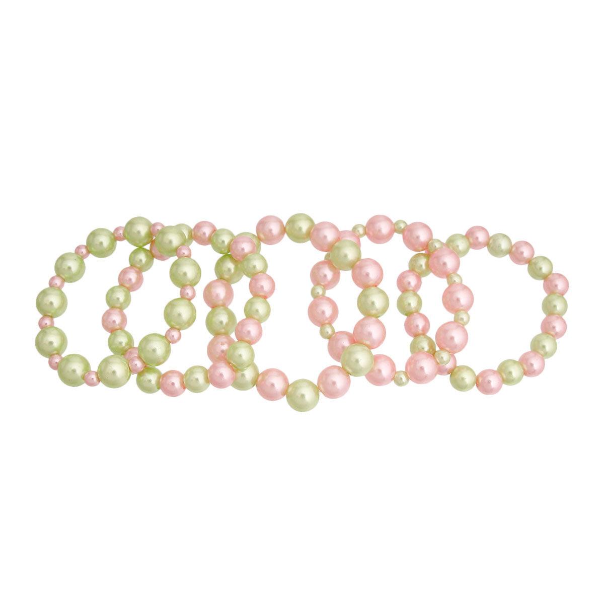 Pink/Green Fashion Pearls Bracelet Set: Perfect Blend of Style & Sophistication