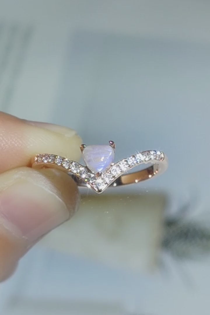 Moonstone Heart Ring - Modern Minimalist Design in S925 Sterling Silver