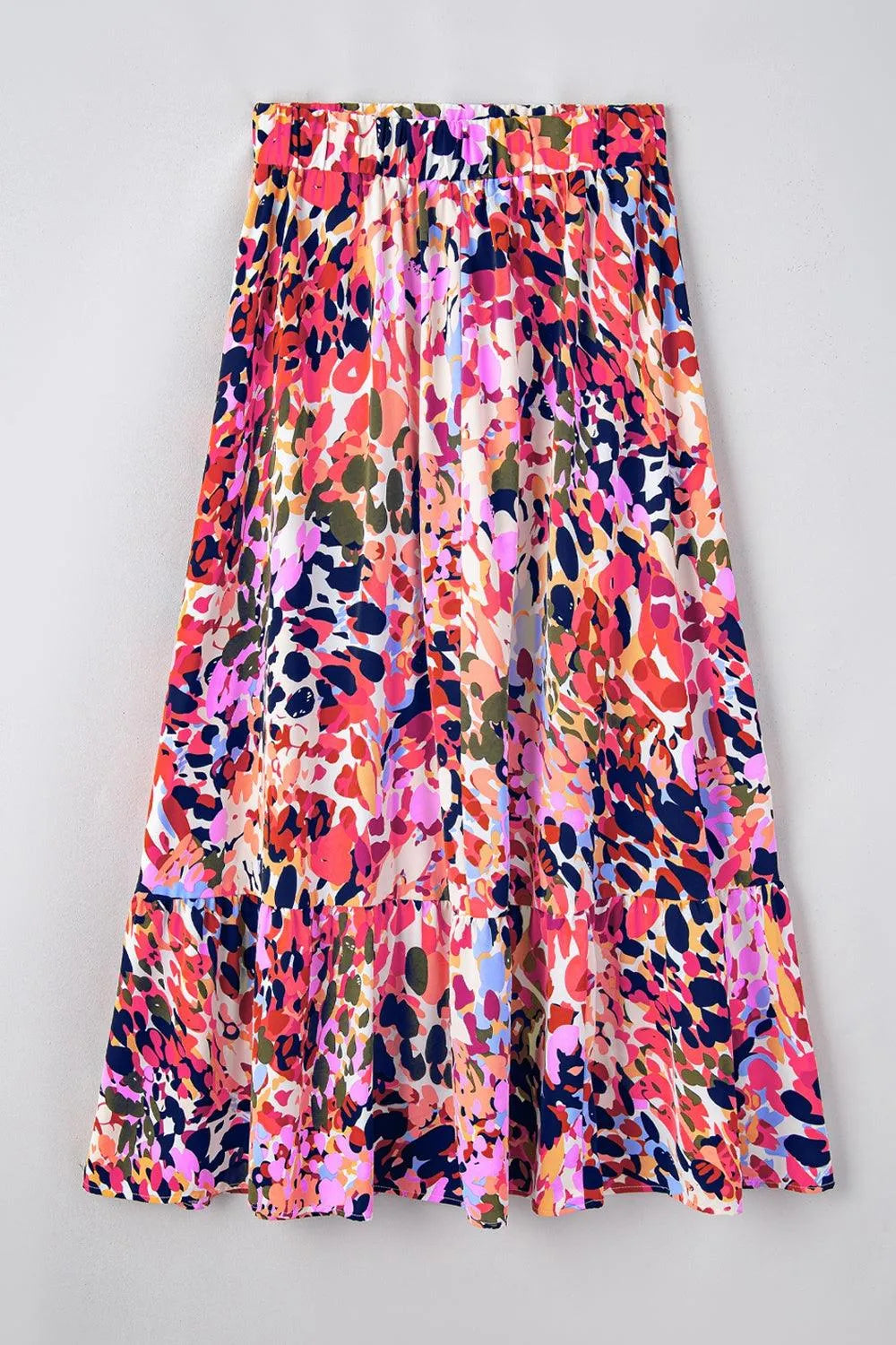 Printed Elastic Waist Skirt Multicolor