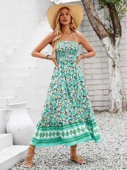 Printed Halter Neck Midi Dress - Summer Fashion Staple