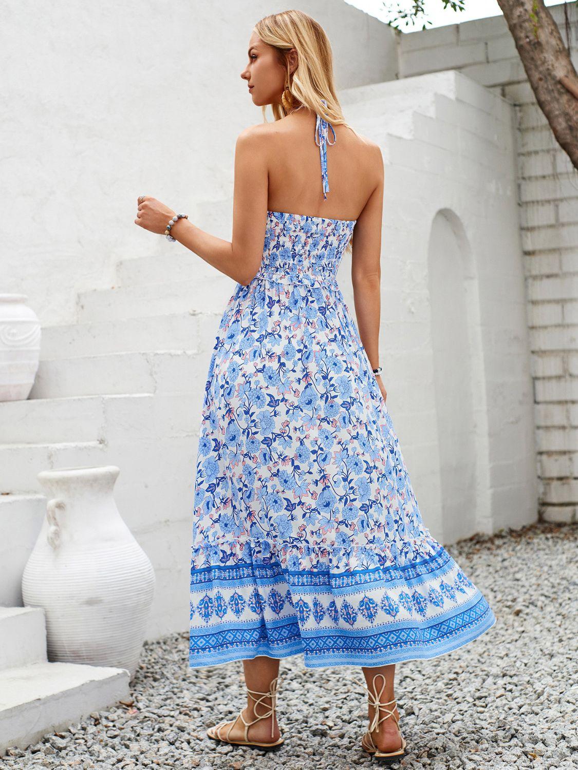 Printed Halter Neck Midi Dress - Summer Fashion Staple