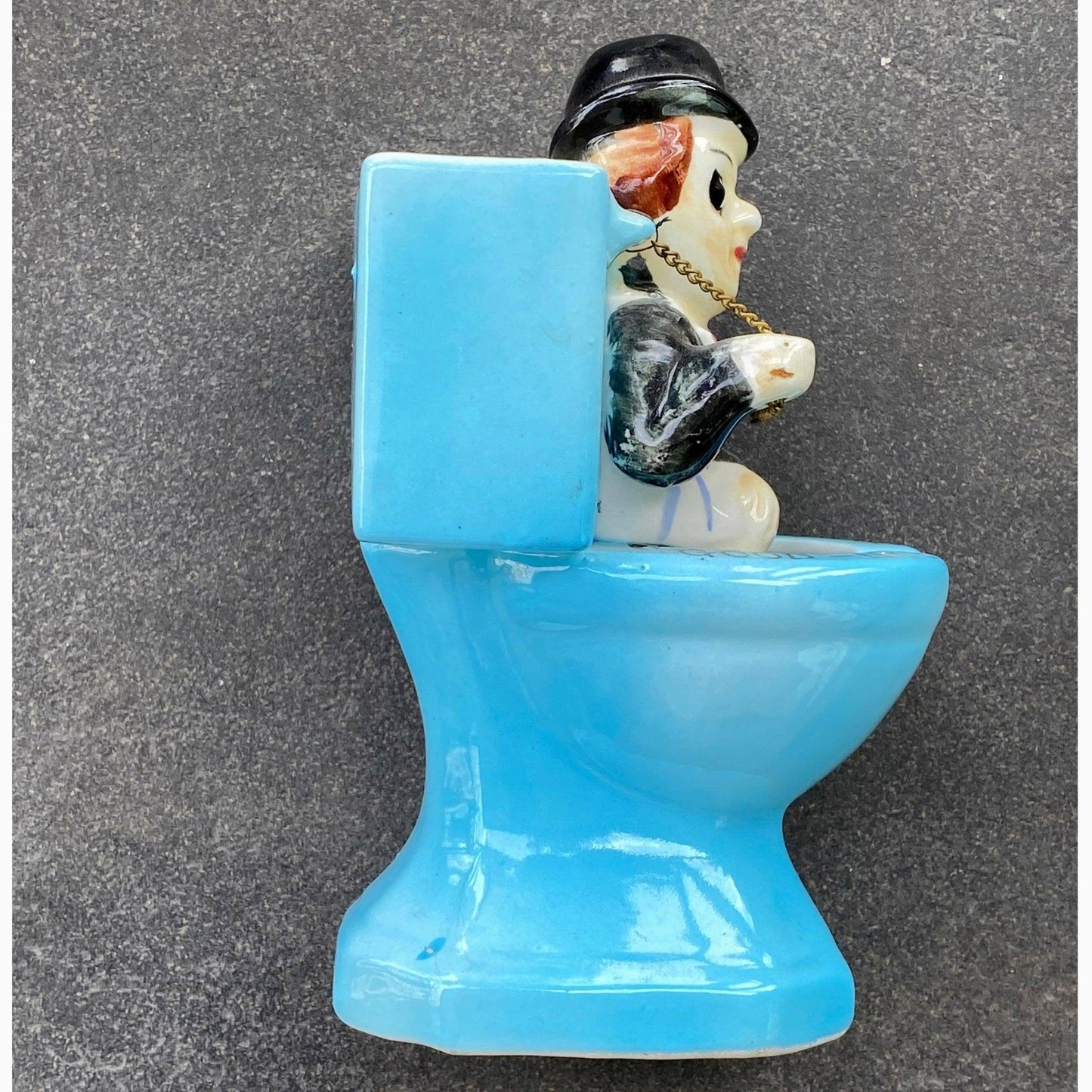 Rare Vintage Ceramic Man on Toilet Figural