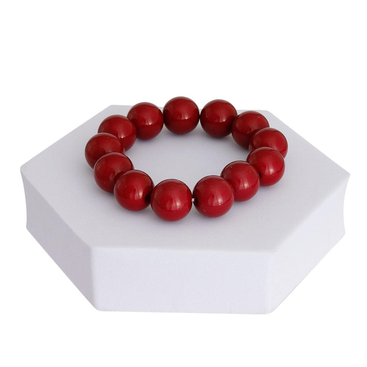 Red Acrylic Pearl Beaded Bracelet