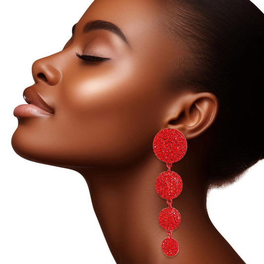 Red Disc Drop Earrings: Elongate Your Look Effortlessly