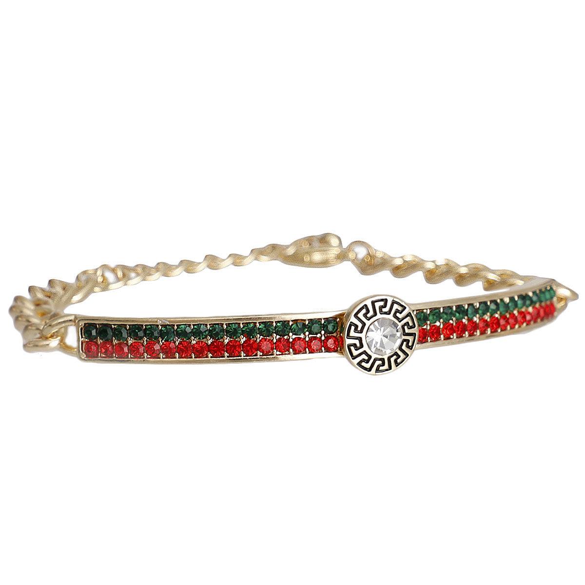 Red Green Half Chain Bangle Bracelet - Shop Now!