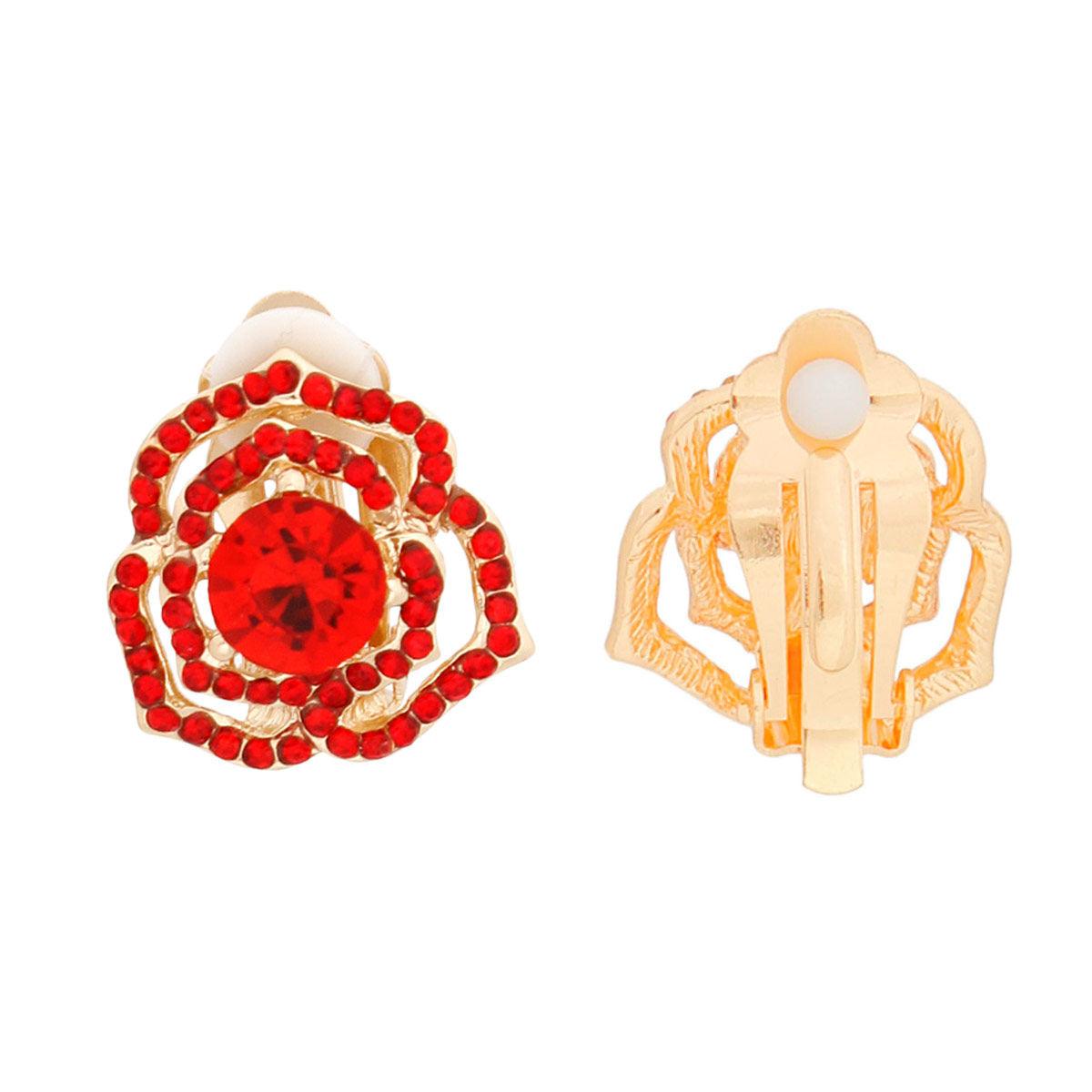 Red Rosette Open Stud Earrings: Dainty & Delightful Fashion Jewelry