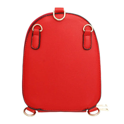 Red Vegan Leather Floral Mini Backpack: Stylish & Secure