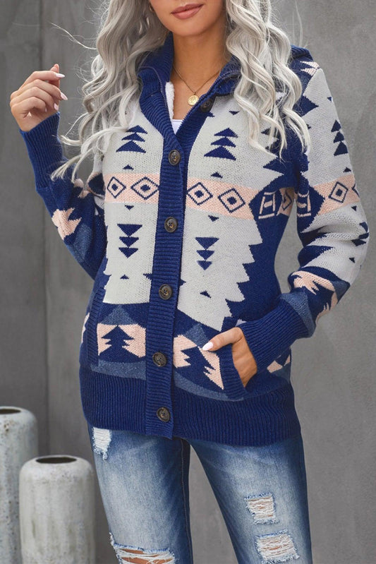Retro-inspired Button-up Sweater for Women