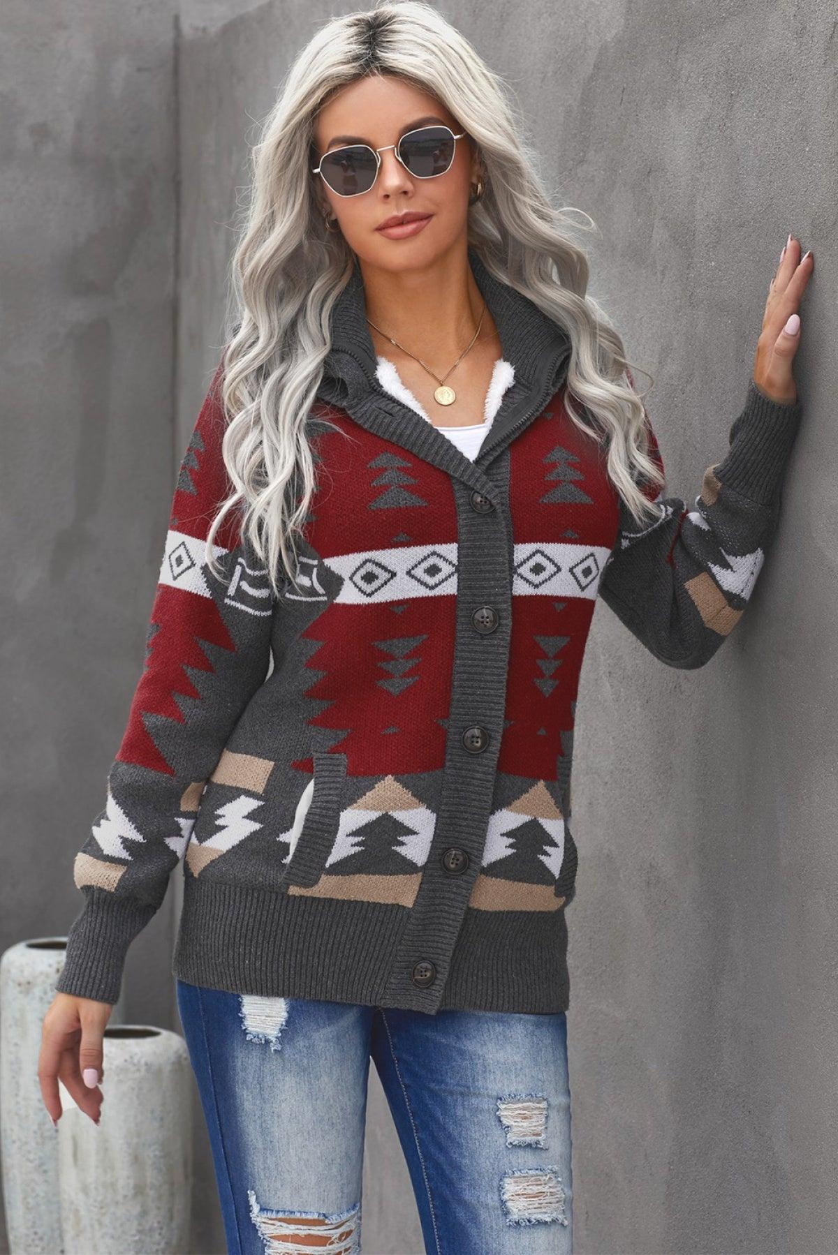 Retro-inspired Button-up Sweater for Women