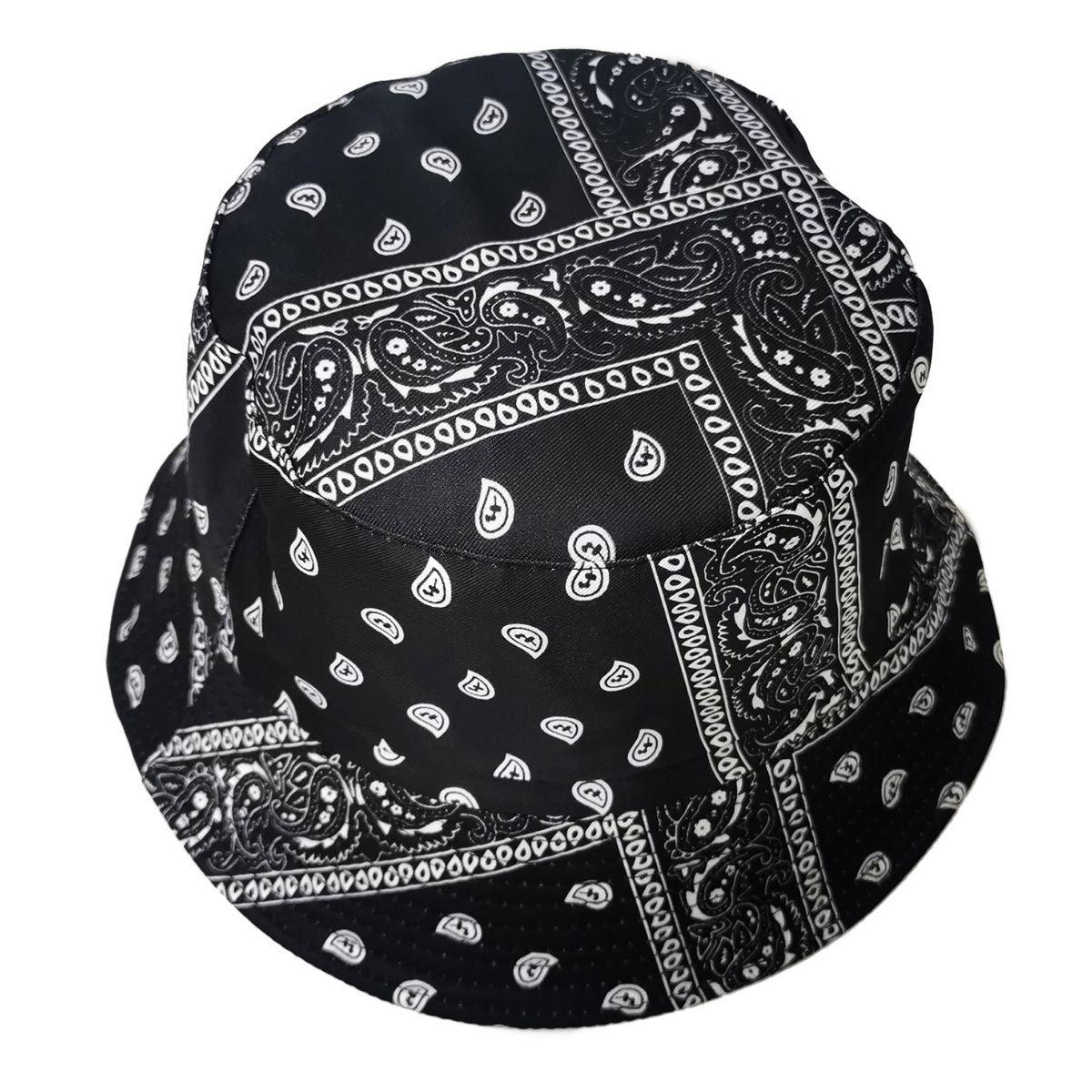 Reversible Black Bandana Bucket Hat