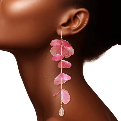 Whimsical Pink Petal Dangle Earrings for Playful Charm for Women