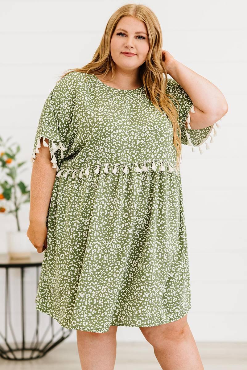 Roar in Style with Your Plus Size Green Leopard Print Dress