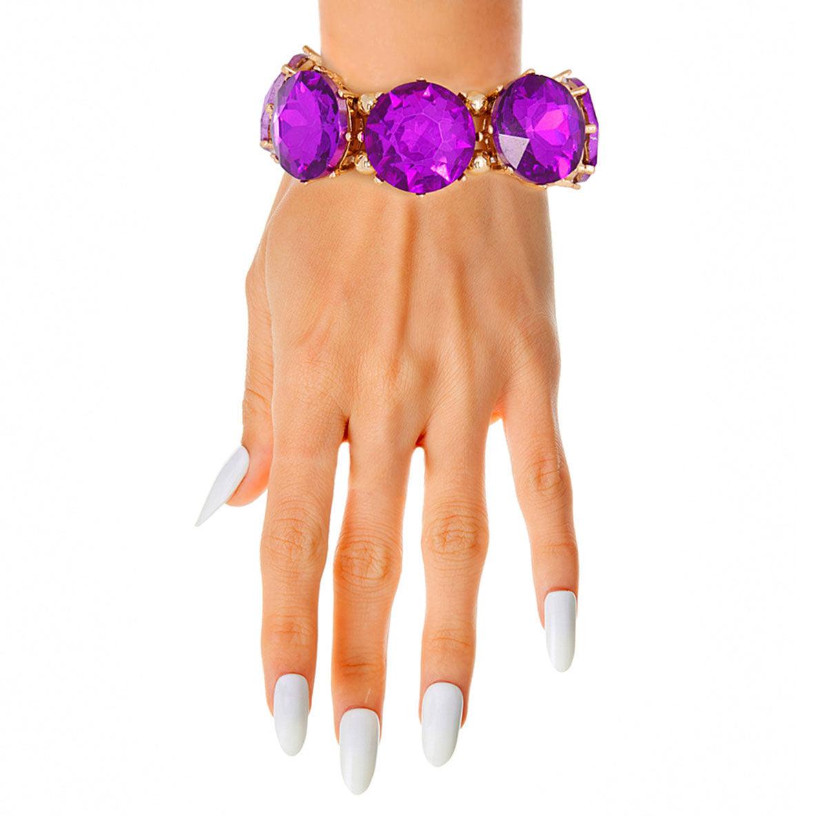 Round Dark Purple Bracelet Gold Plated: Buy Now!