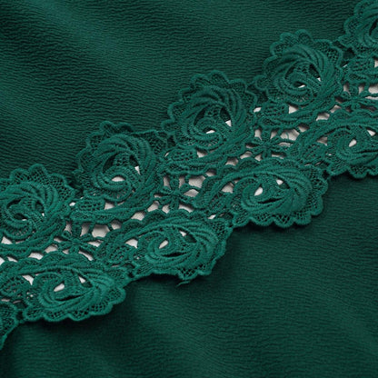 Round Neck Three-Quarter Sleeves Lace Stitching A-Line Mini Dress