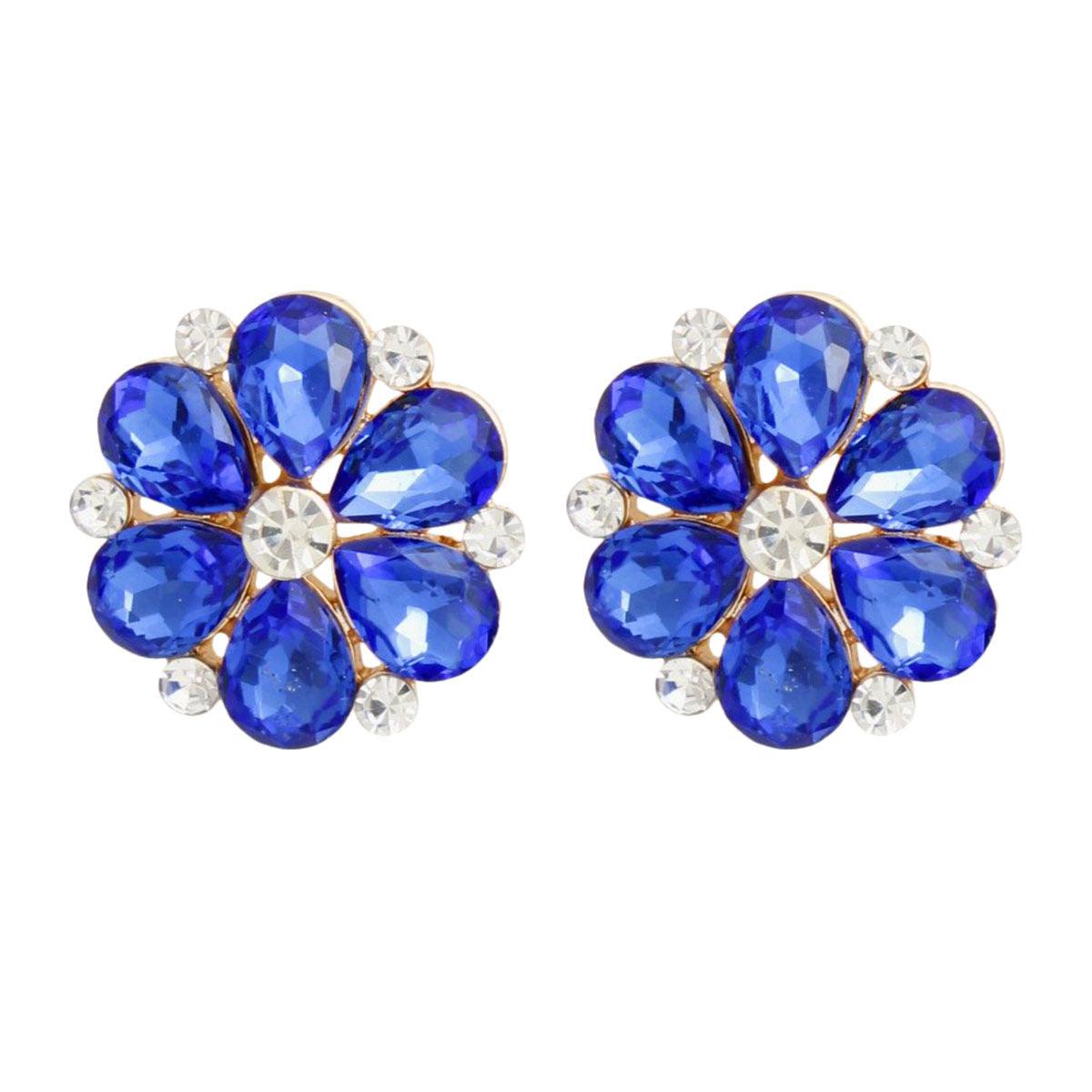 Royal Cluster Flower Stud Earrings - Fashion Jewelry