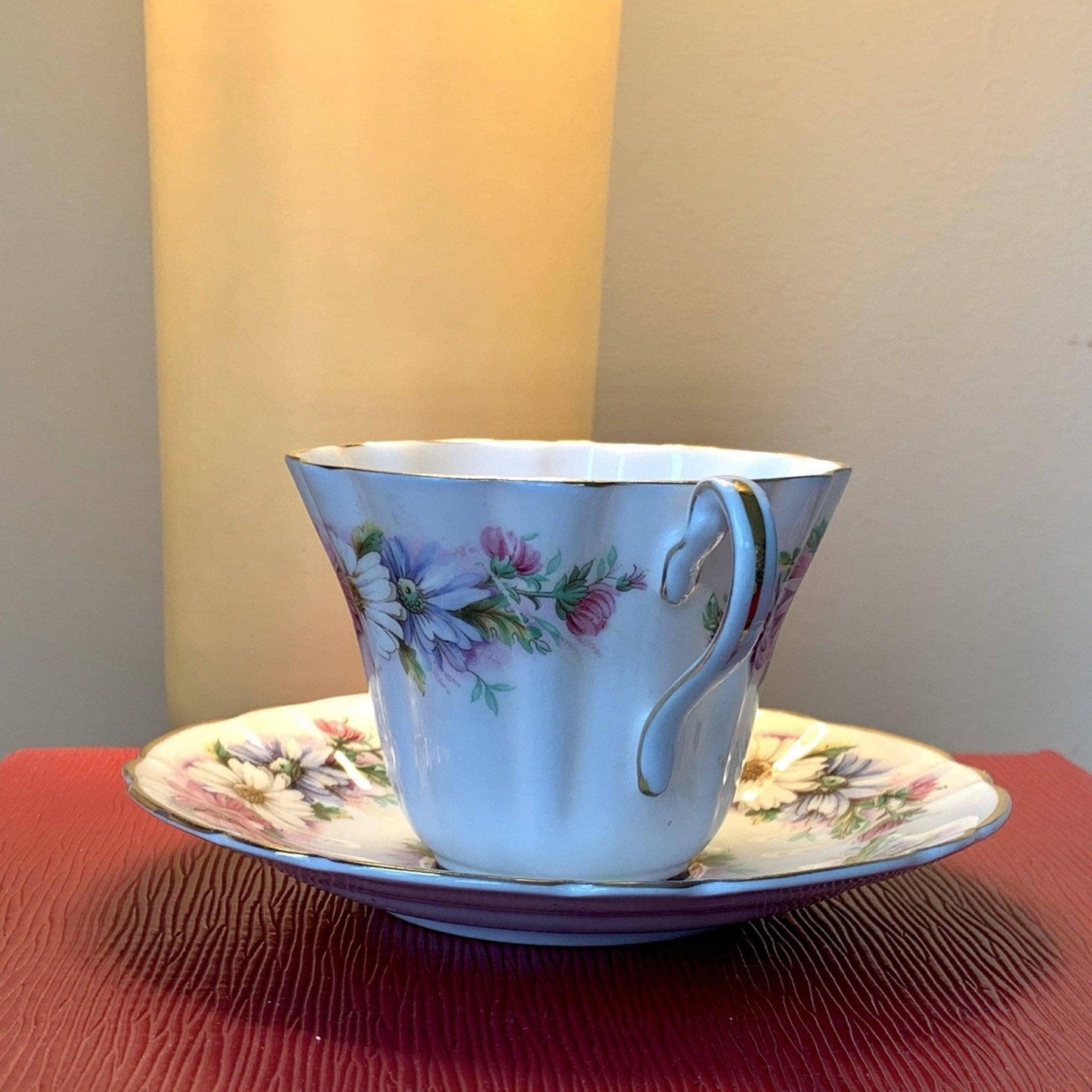 Royal Stafford Bone China in the “Daisy Chain” Pattern Vintage Teacup Saucer Set