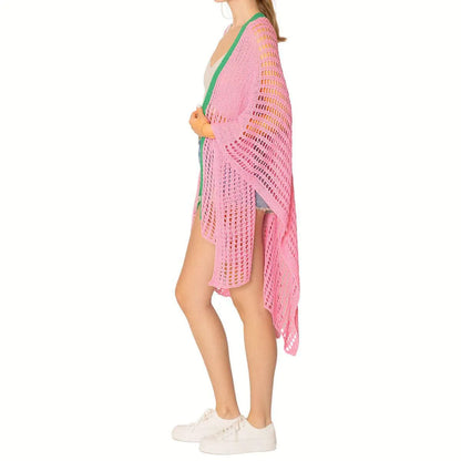 Ruana Kimono Pink/Green Crochet – Your Go-To for Stylish Comfort