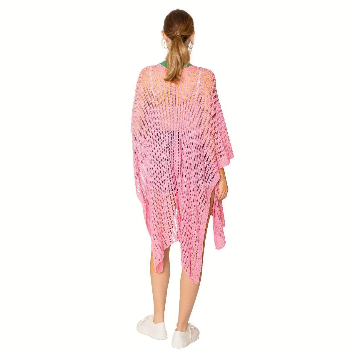 Ruana Kimono Pink/Green Crochet – Your Go-To for Stylish Comfort