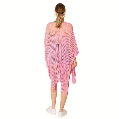 Ruana Kimono Pink/Green Crochet – Your Go-To for Stylish Comfort