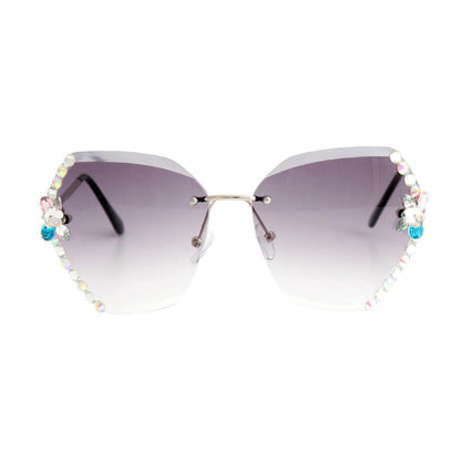 Sassy Rimless Rhinestone Black Sunglasses for Women – Upgrade Your Style