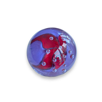 Scottish Glass: Vintage Caithness Paperweight DIABOLO Purple & Red Swirls with Controlled Air Bubbles