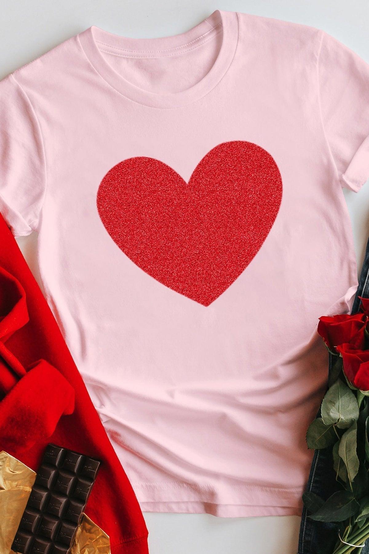 Sequin Heart Graphic T-Shirt Ladies