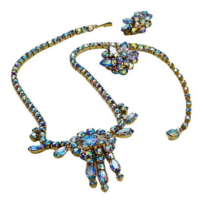 Sherman Aurora Borealis Bridal Necklace, Earrings