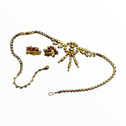 Sherman Aurora Borealis Bridal Necklace, Earrings