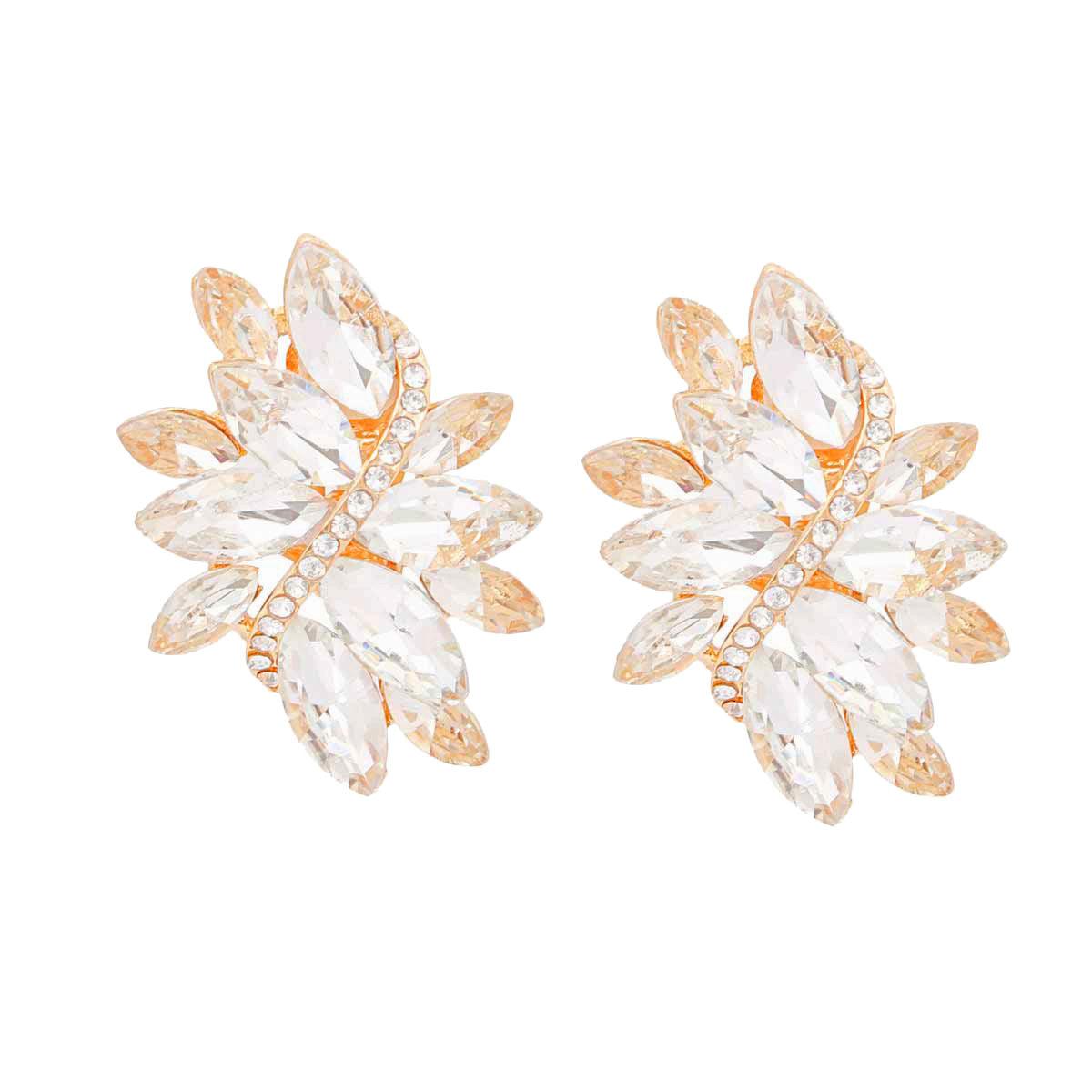Shimmering Clear/Gold Marquise Earrings: Radiant Beauty