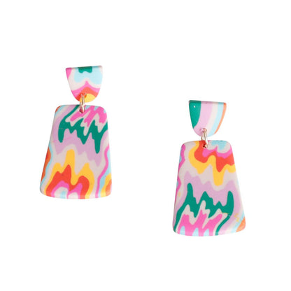 Shop Multicolor Wave Trapezoid Earrings - Trendy and Affordable | Free Shipping