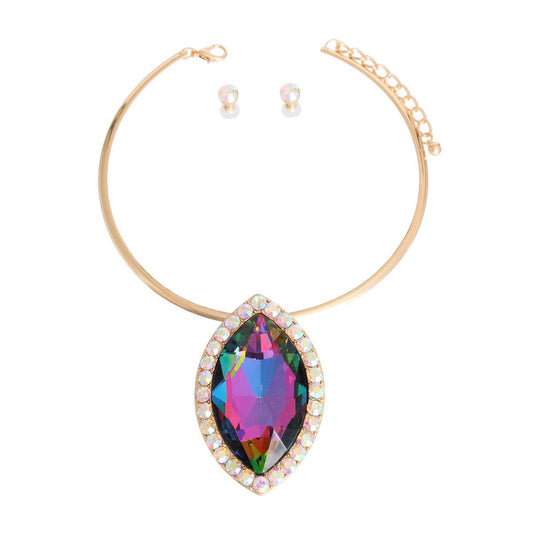 Shop Pink Green XL Marquise Choker Necklace - Limited Stock