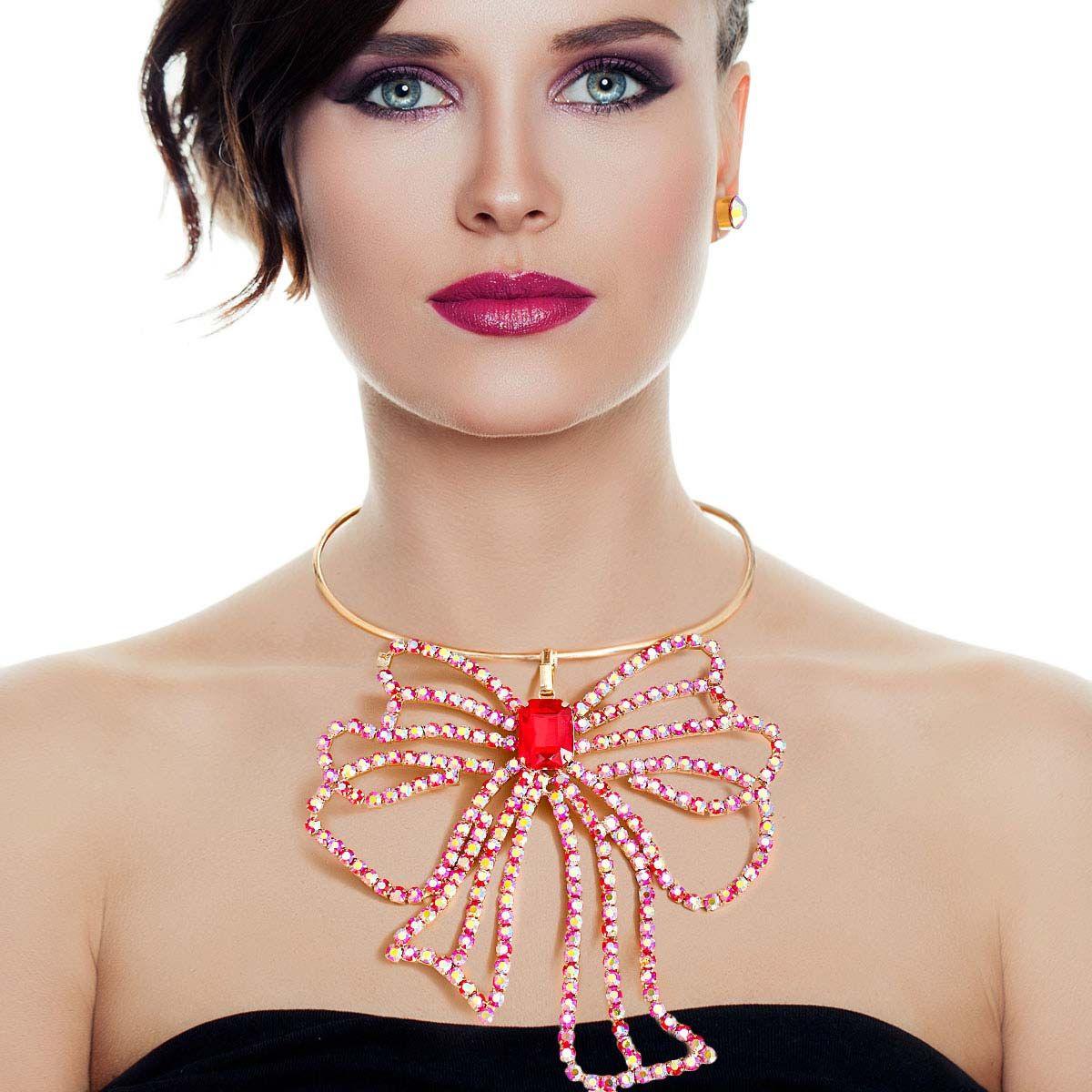 Shop Red Bow Design Drop Necklace: Make a Statement Today!
