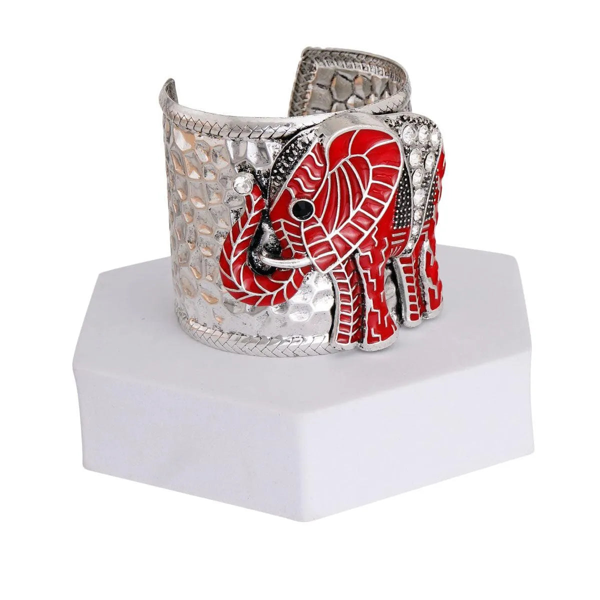 Shop Red Elephant Rhinestone Cuff Bracelet: Dazzling Arm Candy!