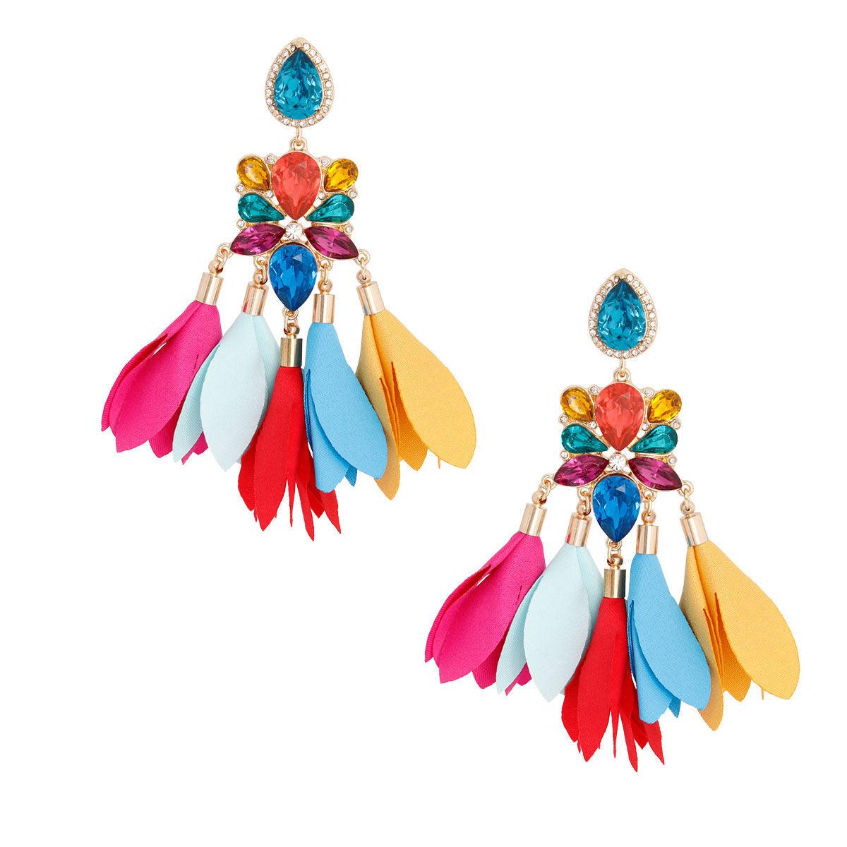 Shop Stunning Multicolor Teardrop Flower Earrings - Perfect Accessory!