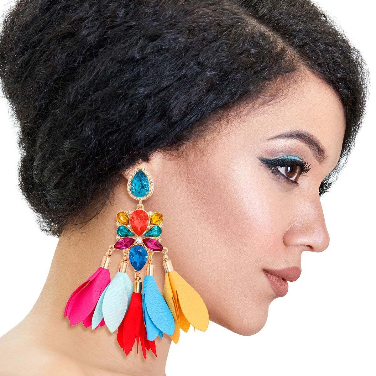 Shop Stunning Multicolor Teardrop Flower Earrings - Perfect Accessory!