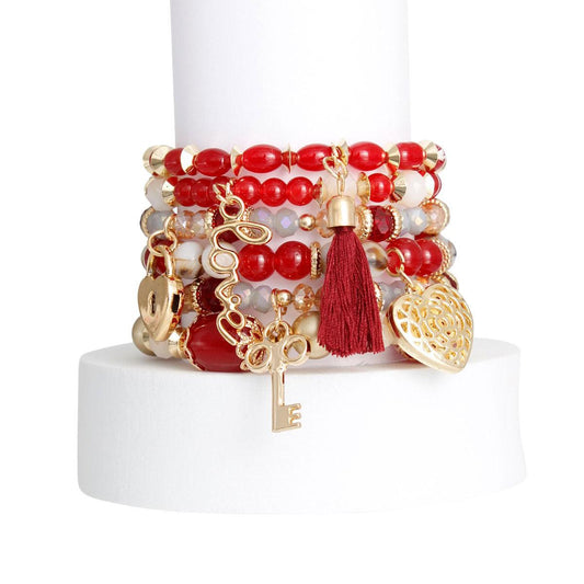 Shop the Best Burgundy-Red Bead Charm Bracelets Now