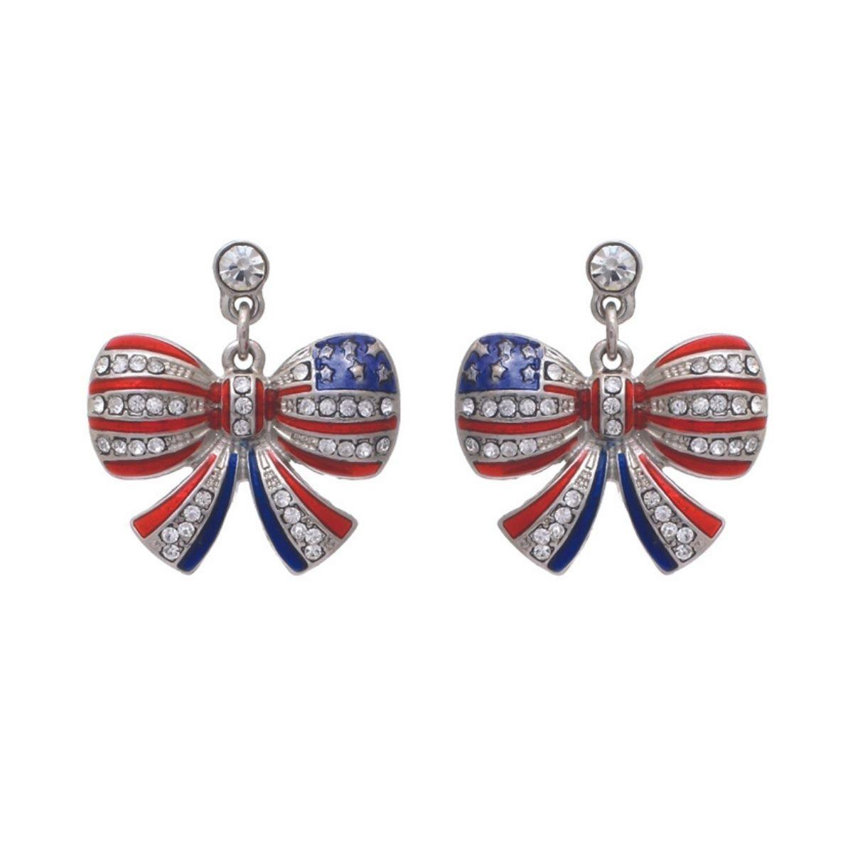 Show Your Love for Country with Patriotic Bow Earrings